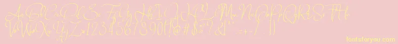 Babes  Bridal  -Schriftart – Gelbe Schriften auf rosa Hintergrund