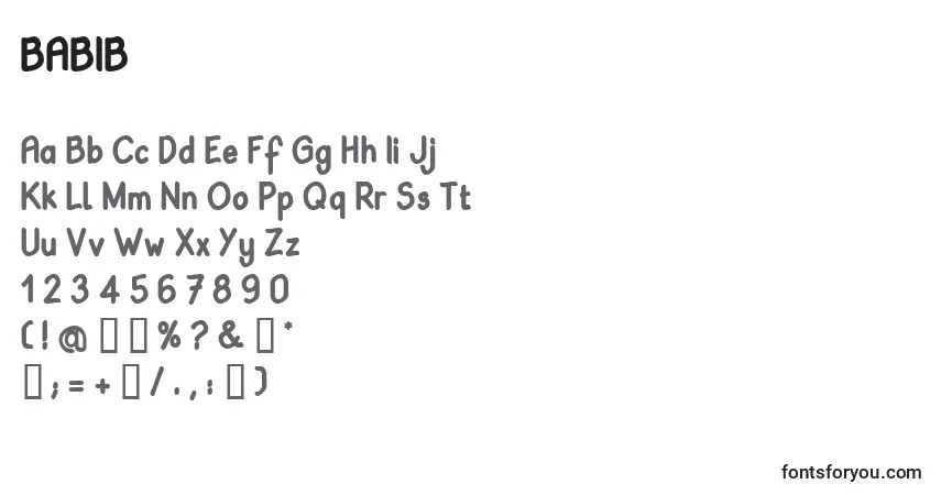 Fuente BABIB    (120403) - alfabeto, números, caracteres especiales