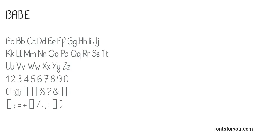 A fonte BABIE    (120404) – alfabeto, números, caracteres especiais