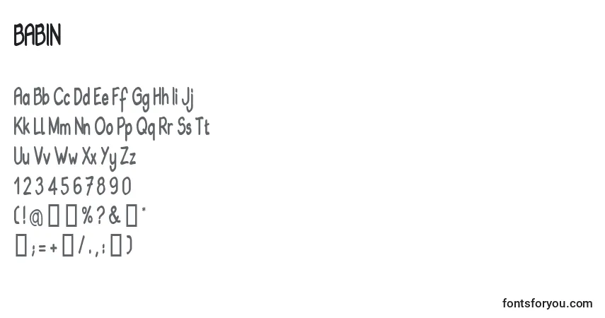 Schriftart BABIN    (120407) – Alphabet, Zahlen, spezielle Symbole