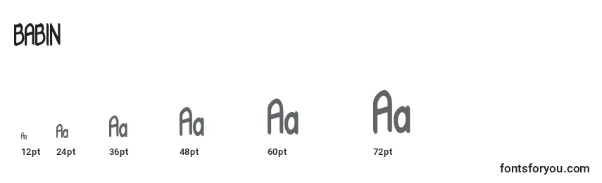 Größen der Schriftart BABIN    (120407)