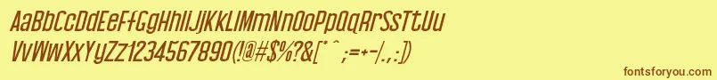Baby Blues Italic-fontti – ruskeat fontit keltaisella taustalla