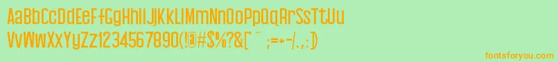 フォントBaby Blues – オレンジの文字が緑の背景にあります。