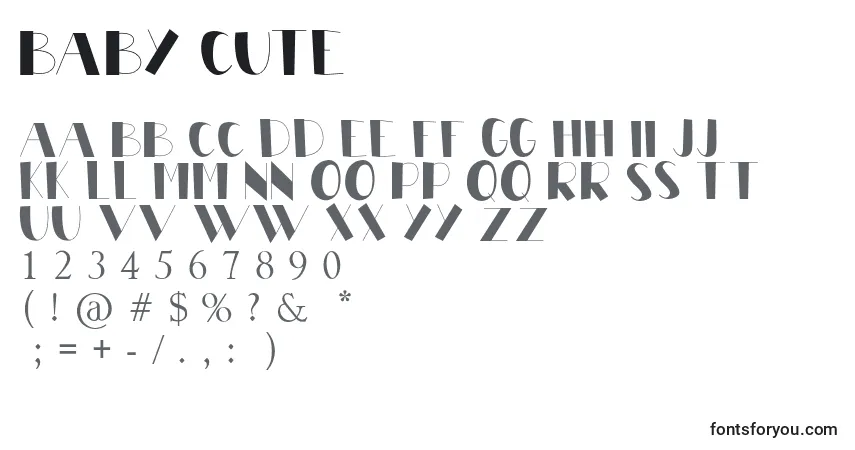 Czcionka BABY CUTE – alfabet, cyfry, specjalne znaki