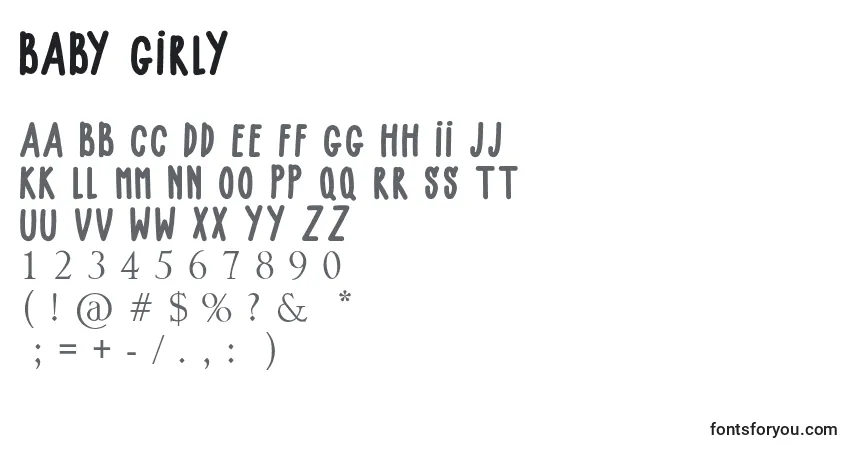 A fonte BABY GIRLY – alfabeto, números, caracteres especiais