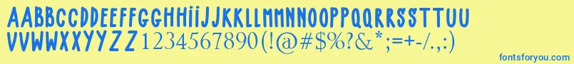 Więcej informacji o czcionce BABY GIRLY Czcionka BABY GIRLY – niebieskie czcionki na żółtym tle