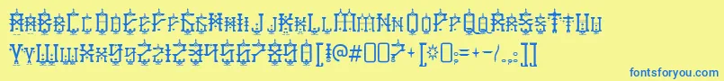 Czcionka baby jeepers – niebieskie czcionki na żółtym tle