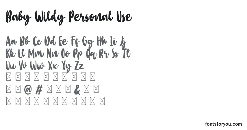 Шрифт Baby Wildy Personal Use – алфавит, цифры, специальные символы