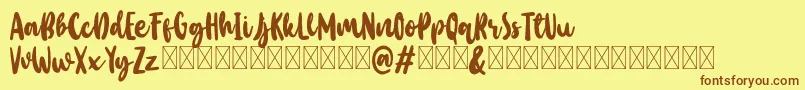 Baby Wildy Personal Use-fontti – ruskeat fontit keltaisella taustalla