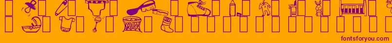Baby-Schriftart – Violette Schriften auf orangefarbenem Hintergrund