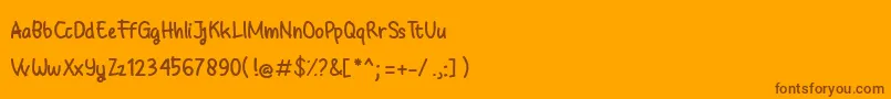 Więcej informacji o czcionce Babyground Czcionka Babyground – brązowe czcionki na pomarańczowym tle