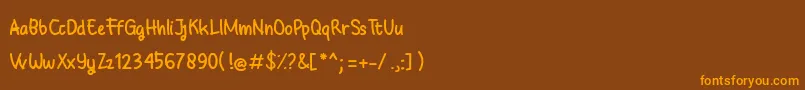 Więcej informacji o czcionce Babyground Czcionka Babyground – pomarańczowe czcionki na brązowym tle