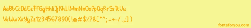 Babyground-Schriftart – Orangefarbene Schriften auf gelbem Hintergrund