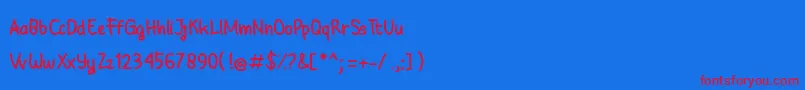 Babyground-Schriftart – Rote Schriften auf blauem Hintergrund
