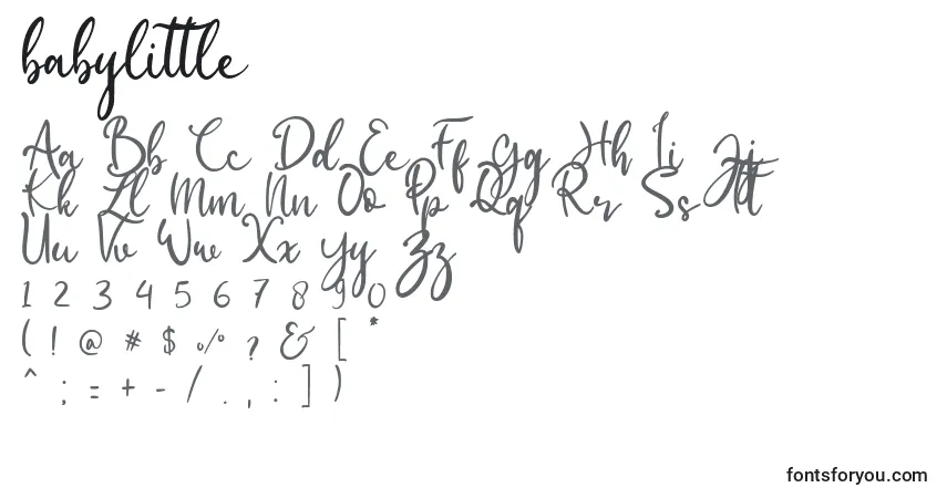 Czcionka Babylittle – alfabet, cyfry, specjalne znaki