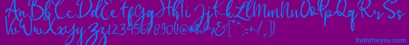 babylittle-Schriftart – Blaue Schriften auf violettem Hintergrund