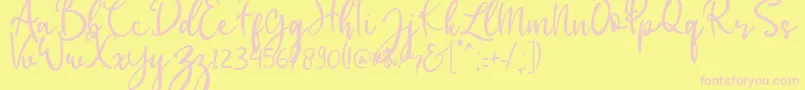babylittle-fontti – vaaleanpunaiset fontit keltaisella taustalla