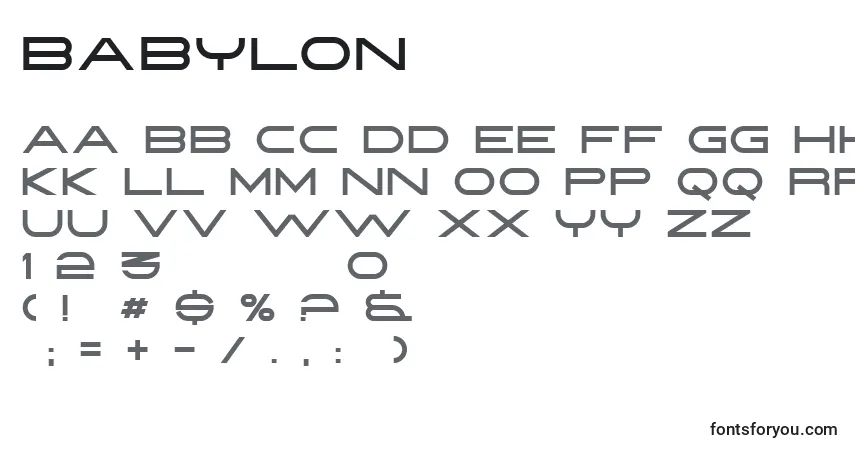Fuente Babylon - alfabeto, números, caracteres especiales