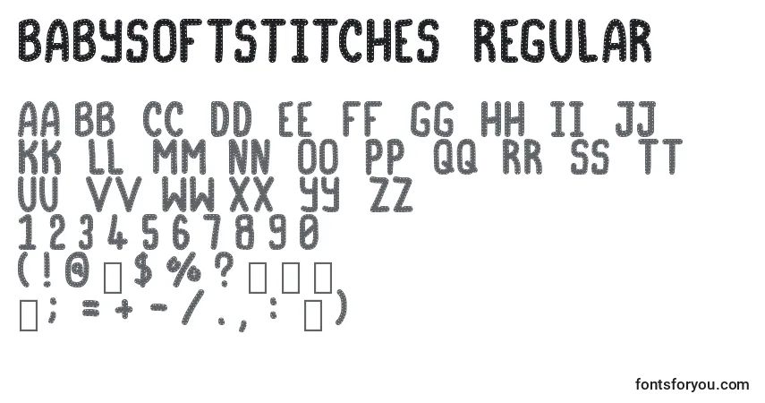 Czcionka BabySoftStitches Regular – alfabet, cyfry, specjalne znaki