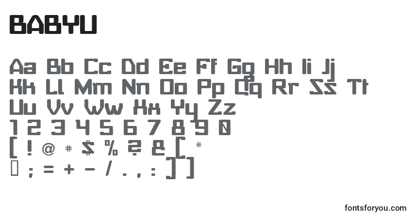 Czcionka BABYU    (120427) – alfabet, cyfry, specjalne znaki