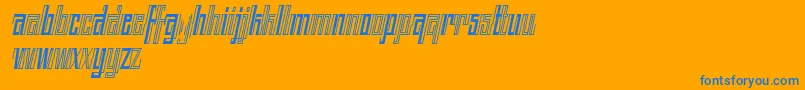 BACK TO ANCIENT TIME ITALIC FONT BY 7NTYPES-Schriftart – Blaue Schriften auf orangefarbenem Hintergrund