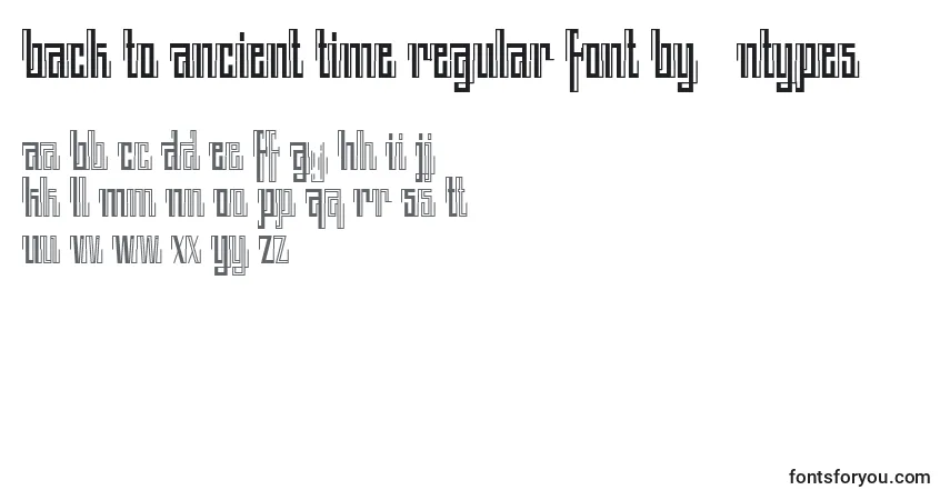 A fonte BACK TO ANCIENT TIME REGULAR FONT BY 7NTYPES – alfabeto, números, caracteres especiais