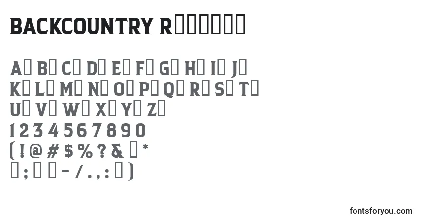 Czcionka BACKCOUNTRY Regular – alfabet, cyfry, specjalne znaki
