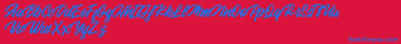 Backhill Free Version-Schriftart – Blaue Schriften auf rotem Hintergrund