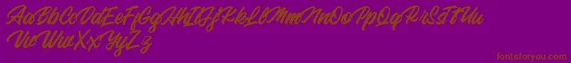 Backhill Free Version-Schriftart – Braune Schriften auf violettem Hintergrund