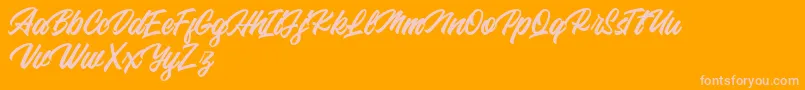 Backhill Free Version-Schriftart – Rosa Schriften auf orangefarbenem Hintergrund