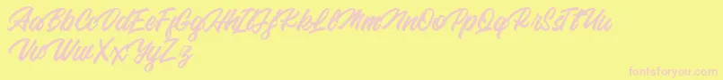 Backhill Free Version-Schriftart – Rosa Schriften auf gelbem Hintergrund