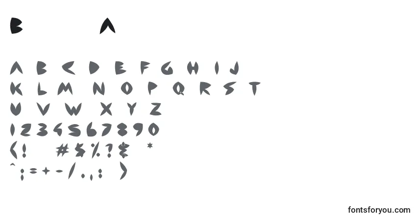 Schriftart Backside Air – Alphabet, Zahlen, spezielle Symbole