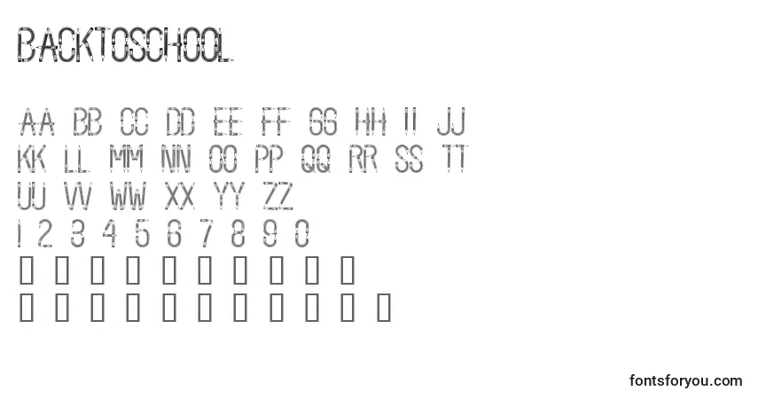 A fonte BackToSchool (120435) – alfabeto, números, caracteres especiais