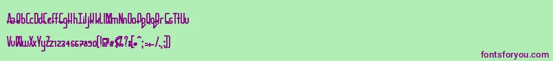 BaconRequest Bold-Schriftart – Violette Schriften auf grünem Hintergrund
