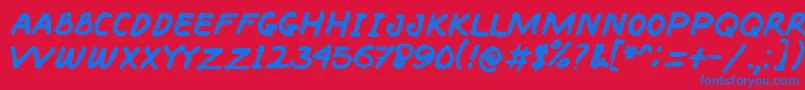 BACOTER Font – Blue Fonts on Red Background