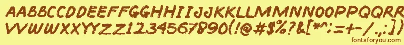 BACOTER-Schriftart – Braune Schriften auf gelbem Hintergrund