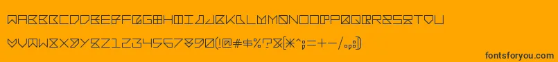Bacotu-Schriftart – Schwarze Schriften auf orangefarbenem Hintergrund