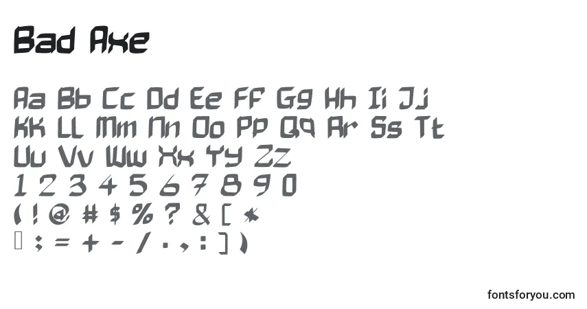 Czcionka Bad Axe – alfabet, cyfry, specjalne znaki
