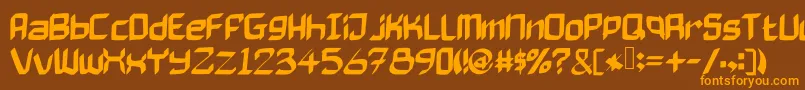 Bad Axe-Schriftart – Orangefarbene Schriften auf braunem Hintergrund