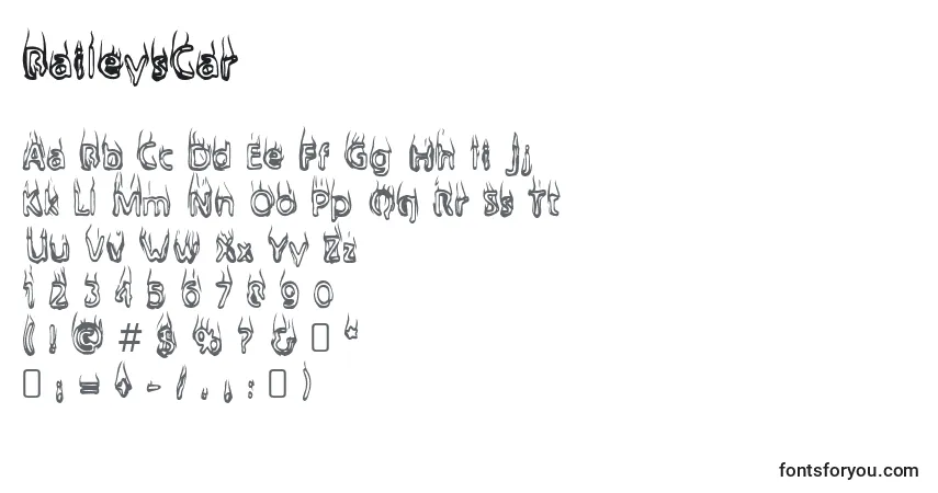 Schriftart BaileysCar – Alphabet, Zahlen, spezielle Symbole