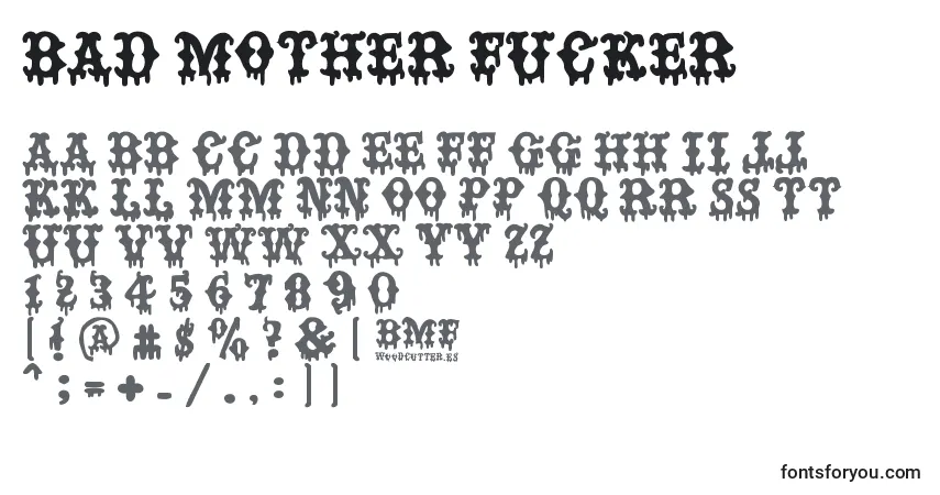 Czcionka BAD MOTHER FUCKER – alfabet, cyfry, specjalne znaki