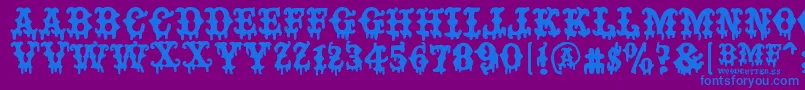 BAD MOTHER FUCKER-Schriftart – Blaue Schriften auf violettem Hintergrund