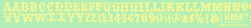 BAD MOTHER FUCKER-fontti – keltaiset fontit vihreällä taustalla