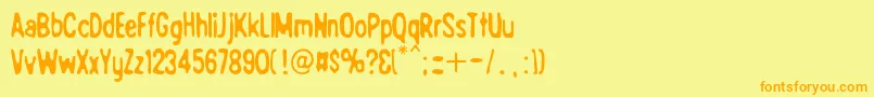Bad Qualityフォントについての詳細 フォントBad Quality – オレンジの文字が黄色の背景にあります。