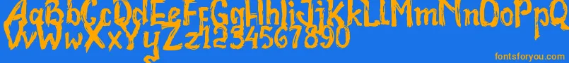 Bad Racer Font – Orange Fonts on Blue Background