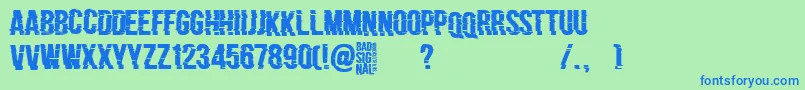 Fonte Bad Signal – fontes azuis em um fundo verde