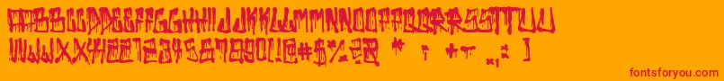 Bad Things-Schriftart – Rote Schriften auf orangefarbenem Hintergrund