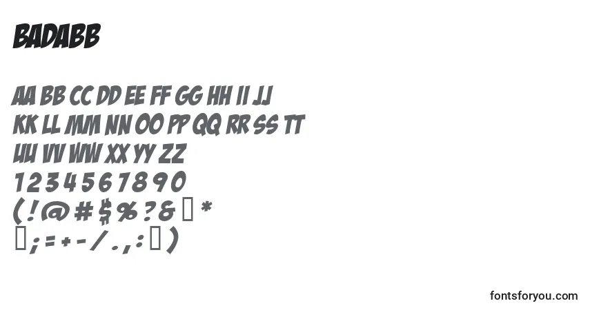 Czcionka BADABB   (120456) – alfabet, cyfry, specjalne znaki