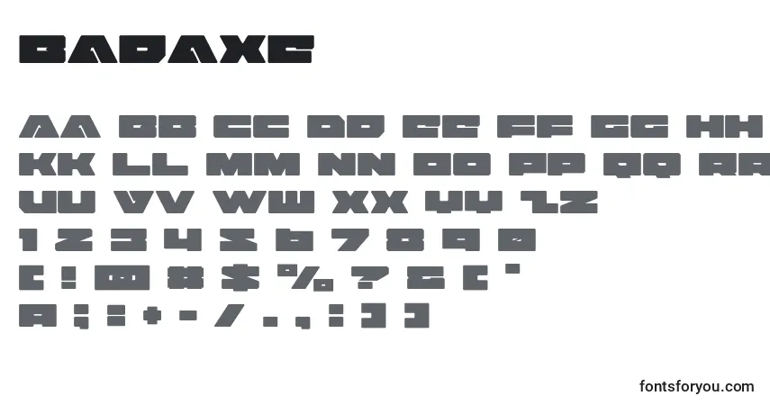 Czcionka Badaxe (120458) – alfabet, cyfry, specjalne znaki