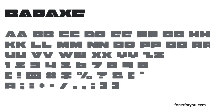 Czcionka Badaxe (120459) – alfabet, cyfry, specjalne znaki